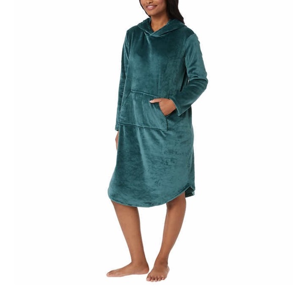 Women’s Sleepwear 32 Degrees Ladies Hooded Velour Lounger Peacock Blue S/M, L/XL - Picture 7 of 9